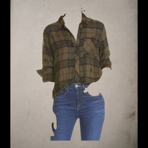 Rails SZ S Hunter Plaid Lightning Bolt Soft Button Up Collared Long Sleeve Shirt